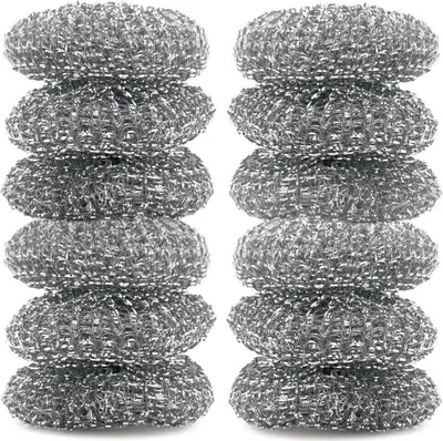 Produktbild von D.RECT 12 Stück Stahlschwämme Metalltopfreiniger Stahlschwamm Edelstahltopfreiniger, Mehrfarben, perfekt