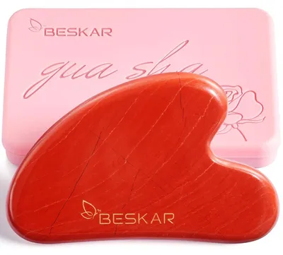 Produktbild von Gua Sha Gesichtsmassager aus natürlichem Jade für Kieferlinie und Hautstraffung