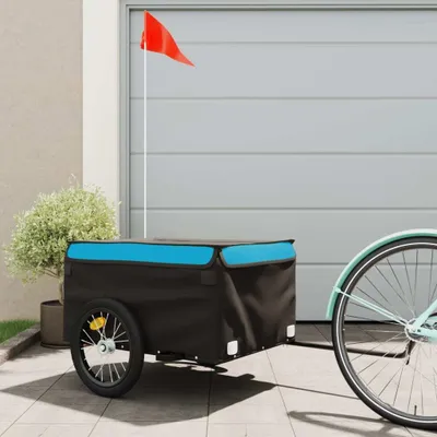 Produktbild von （Robust Möbel）Robuste Fahrradanhänger - modernes Design - Transportanhänger - Schwarz und Blau 45 kg Eisen NEU851455 - Fahrradanhänger