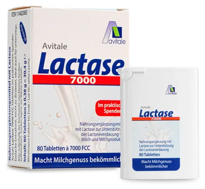 Image de Avitale Lactase 7000 comprimés pour l'intolérance au lactose, 80 comprimés