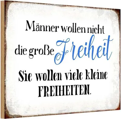 Produktbild von vianmo Holzschild 12x18 cm Männer wollen nicht Freiheit Frauen