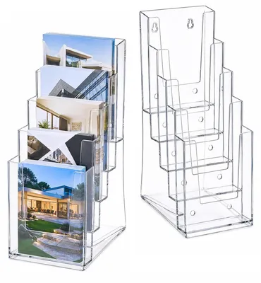 Image de Elzusha - Lot de 2 porte-flyers en acrylique avec 5 compartiments
