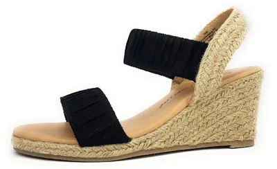Image de Post Xchange : Sandales compensées pour femmes, modèle noir, style décontracté