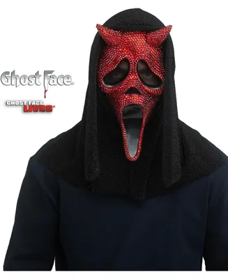 Produktbild von Ghost Face Maske – Devil Face Bling Vollkopfmaske mit roten Strasssteinen – Erwachsenengröße – Scream Merchandise für Halloween, Fasching & Horror-Mottoparty
