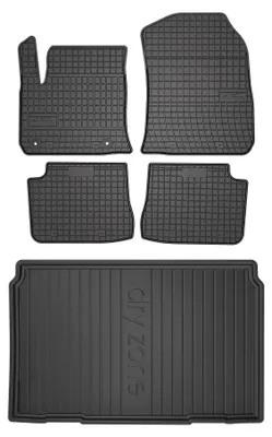 Image de Tapis en caoutchouc + bac de coffre pour Opel e-Corsa F 2019- (hayon, coffre standard) – 5 pièces, noirs, sur mesure