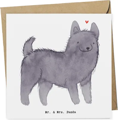 Produktbild von Mr. & Mrs. Panda Grußkarte Schipperke Lebensretter - Weiß - Geschenk, faltkarte, doppelkarte, Belgische Hunderasse, anlasskarte, Glückwunschkarte, Klappkarte
