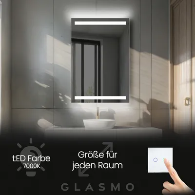Produktbild von Spiegel mit Beleuchtung 100x160 cm Tessa - Vertikal Rechteckiger Badezimmerspiegel mit LED Beleuchtung - Kaltweiß 7000K - LED Badspiegel Lichtspiegel