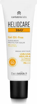 A white tube of HELIOCARE 360º sunscreen with a black cap, set against a white background.