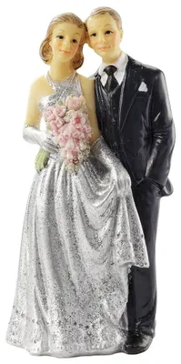 Produktbild von Dekorative Figur Hochzeitspaar für Silberne Hochzeit 10 cm Silber Modell I