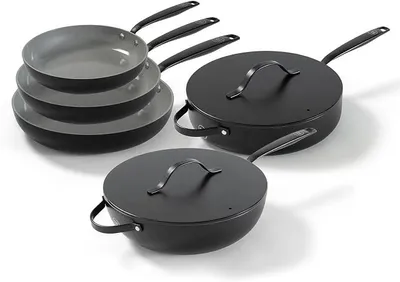 Imagen del producto de Juego de sartenes - Sartén para inducción - Recubrimiento antiadherente - Apto para todo tipo de cocinas - Mangos resistentes al calor - Incluye sartén y wok - Color
