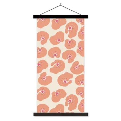 Produktbild von MuchoWow® Textilposter Blume - Muster - Abstrakt 90x180 cm mit schwarzem Rahmen - Dekoration Wohnzimmer