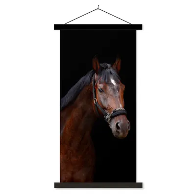 Produktbild von MuchoWow® Textilposter Pferd - Tiere - Braun 60x120 cm mit schwarzem Rahmen - Magnete