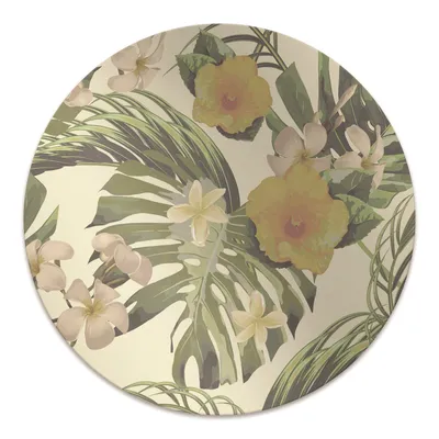 Produktbild von Rundmatte - Stuhlunterlage Bürostuhlunterlage - Rund Ø 100 cm - Bodenmatte - Fußmatte - Tropische Blätter und Blumen