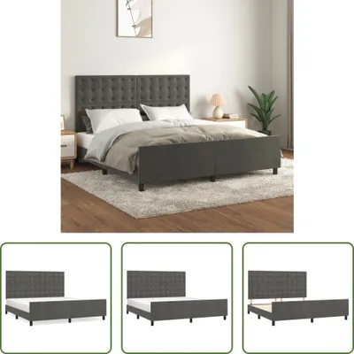 Produktbild von The Living Store Bettgestell mit Kopfteil Dunkelgrau 180x200 cm Samt