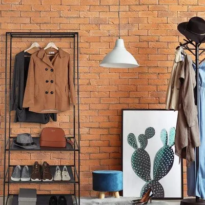 Image de Porte-vêtements Famanu avec compartiments en métal et en tissu - Noir