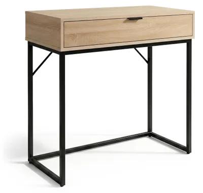 Produktbild von Modena Konsolentisch - Loft-Stil - 1 Schublade - 80 cm - Metallgestell - Sonoma-Eiche - Schwarze Beine