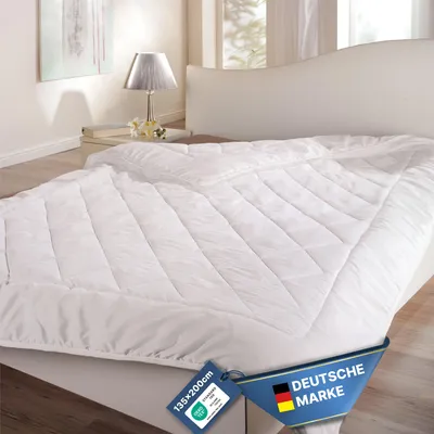 Obrázek produktu pro Přikrývka pratelná bez povlaku - ( bílá ) 135 x 200 cm - lehká letní přikrývka pratelná na 60 °C, lehká, prodyšná Ideální na cesty, dovolenou