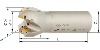 Produktbild von IHTec Schaftfräser 45Grad Z3 Innenkühlung D25,0mm
