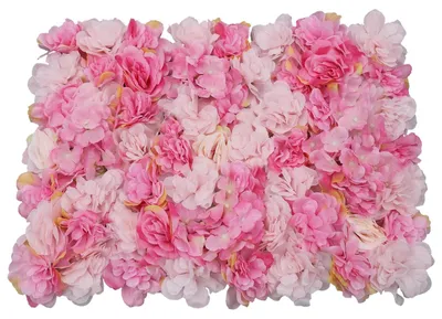 Produktbild von Kunst Blumenwand Set - 3D Seidenblumen Paneele 6er Set - Hortensie Rose Dahlie - Balkon Sichtschutz Zaun - Heim und Hochzeitsdeko - Rosa