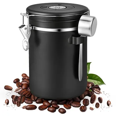 Image de Récipient à café en acier inoxydable hermétique, avec gobelet doseur