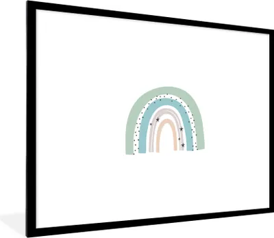 Produktbild von MuchoWow® Gerahmtes Poster Regenbogen - Kinder - Sterne - Tupfen - Pastell 80x60 cm - Poster mit Schwarzem Bilderrahmen Wandposter Rahmen Foto Bilder - Schlafzimmer-Dekorationen - Fotoposter