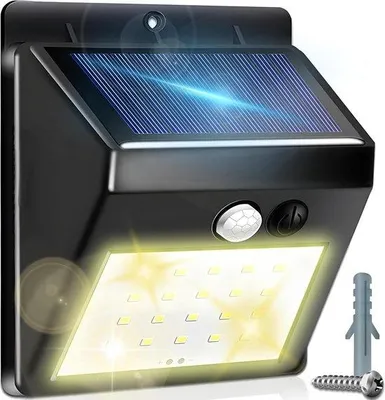 Image de Lampes de sécurité solaires pour l'extérieur - Lampes solaires LED étanches pour murs de jardin - Lampes de sécurité puissantes pour l'extérieur