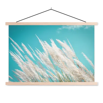 Produktbild von MuchoWow® Textilposter Pampasgras - Pflanze 120x80 cm mit holzfarbenen Rahmen - Aufhängeset