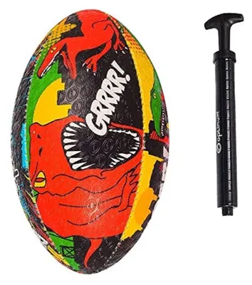 Zdjęcie produktu dla Piłka do rugby z postaciami z kreskówek i pompka