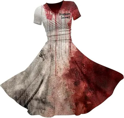 Obrázok produktu pre Problém vyriešený Halloween kostým Dámy - strašidelné stredoveké šaty, V-Neck - pohodlné koktailové šaty na Halloween, karneval a párty