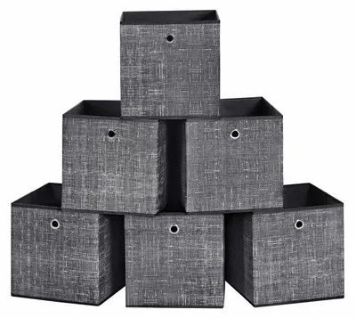Image de Boîtes de rangement, lot de 6 - Organisateur en tissu - Noir - 30 x 30 x 30 cm