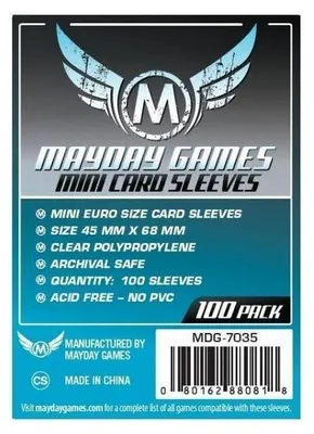 Imagen del producto de Mayday Games: 100 Bustine Mini EURO (45 x 68 mm) (MDG7035) (Edición italiana) – Fundas protectoras – Mayday Games – 5+
