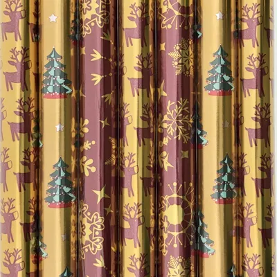 Productafbeelding van Assortiment METALLIC kerstpapier cadeaupapier inpakpapier K28 - 200 x 70 cm - 7 rollen