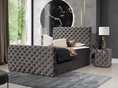 Obrázek produktu pro Hotelová dvojlůžková postel 140x200 VALANCIA LUX - šedá + topper