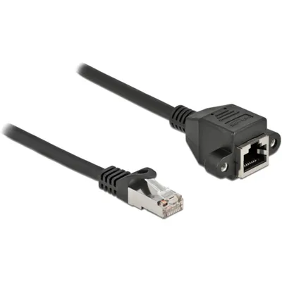 Produktbild von DeLOCK 1 m Kategorie 6a Netzwerkkabel für Netzwerkgerät - Zweiter Anschluss: 1 x RJ45 Jack - Verlängerungskabel - Abschirmung - Schwarz