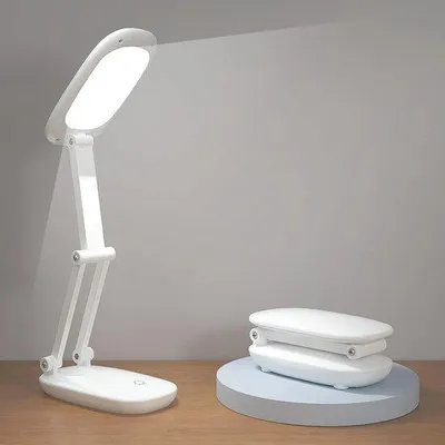 Obrázek produktu pro LED pracovní lampa do kanceláře i domácnosti – dobíjecí a vestavitelná přenosná lampa s dvojím upevněním – bezdrátová čtecí lampa s 3 stupni jasu (bílá)