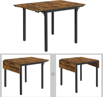 Produktbild von VASAGLE Esstisch, klappbarer Küchentisch für 2-4 Personen, für kleine Räume, Vintagebraun