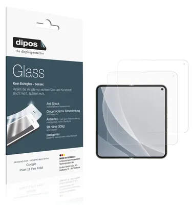 Produktbild von 2x Schutzfolie für Google Pixel 11 Pro Fold Aussenseite matt - Anti-Shock 9H Folie dipos Glass Kunststoffglas