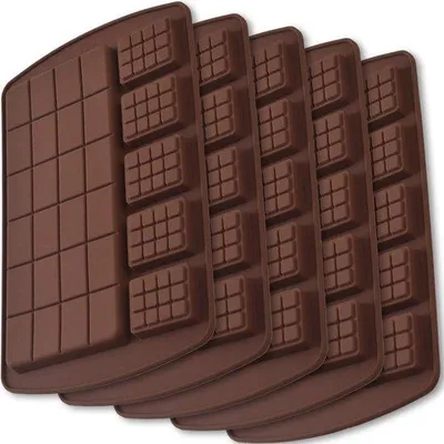 Produktbild von Silikon-Chocoladenformen, Formen für selbstgemachte Eiweiß- und Energie-Riegel, Set von 5