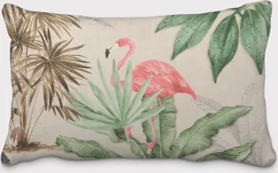 Produktbild von SCHÖNER LEBEN. Kissenhülle Outdoor Palmen Papagei Flamingo beige bunt Größe 40x60cm (HxB) 40x60cm (HxB) Größe