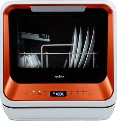 Produktbild von MEDION Mini Geschirrspüler DWT20 (Tischgeschirrspüler, Spülmaschine, 2 Maßgedecke, funktioniert mit/ohne Wasseranschluss, 6 Reinigungsprogramme, Babyflaschen, Startzeitvorwahl, freistehend) bronze