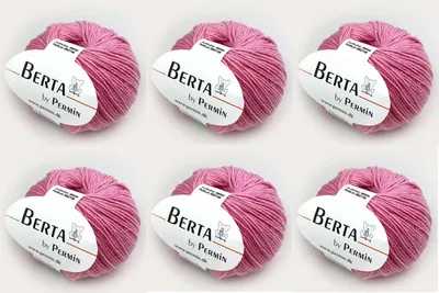 Productafbeelding van 6 bollen Berta van Permin –  wol-katoen breigaren (kleur 54, lichtroze)