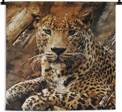 Produktbild von MuchoWow® Wandteppich Wandbehang Leopard - Tiere - Wild 150x150 cm Tapisserie Dekoration Wandtuch - Wohnaccessoires - Modernes
