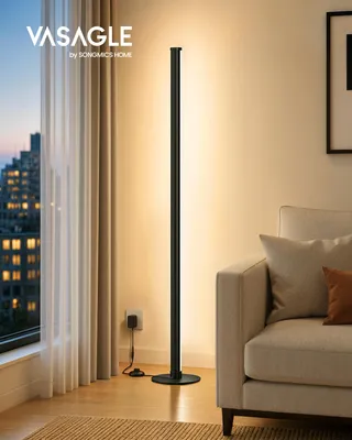 Produktbild von VASAGLE LED Stehlampe Dimmbar für Wohnzimmer 3000K Warmes Licht 18 x 18 x 139,4 cm Schwarz