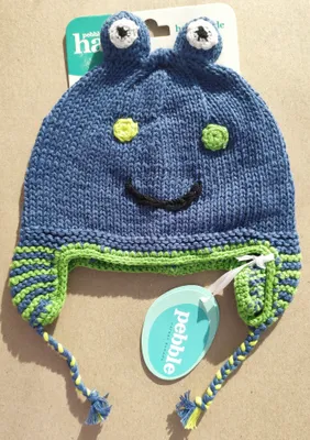 Produktbild von Babymütze Mütze "Frosch" blau für Kinder von 0 - 6 Monaten