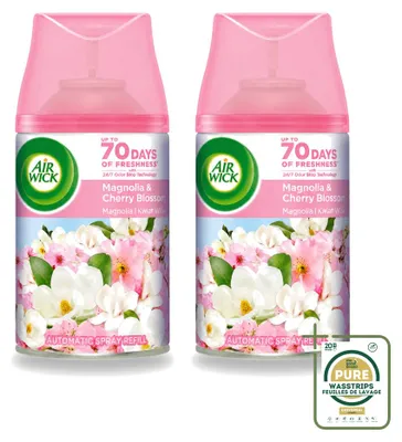 Productafbeelding van 2 x Air Wick Freshmatic navulling - Magnolia en kersenbloesem - 250 ml - Voordeelverpakking - 2 stuks