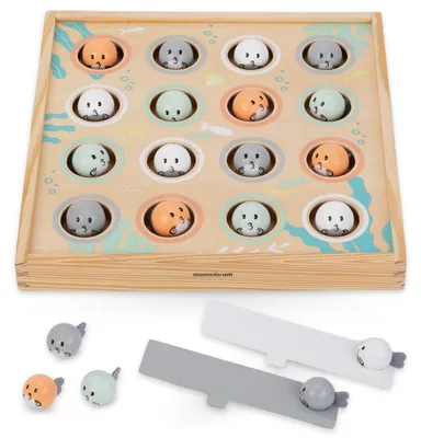 Produktbild von Holzspielzeug Fischschießspiel - fliegende Fischchen - Lernspiel ab 3 Jahren - Holzplattform 30 cm - Katapultspiel für 1 bis 4 Spieler