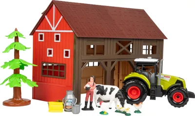 Zdjęcie produktu dla Zestaw zabawek na farmę ze stodołą i traktorem - 12 elementów