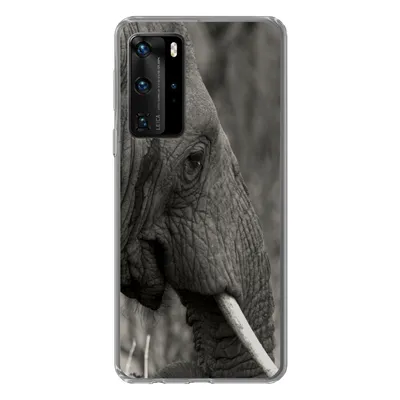 Produktbild von MuchoWow® Handyhülle Schutzhülle Hülle für Huawei P40 Pro Elefant - Tiere - Schwarz - Weiß Silikon Softcase Handy Hülle - Schutz