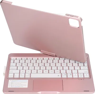 Zdjęcie produktu dla Etui na tablet z klawiaturą z podświetleniem RGB, obracane o 360 stopni, różowo-złota klawiatura dotykowa do tabletu IOS 11 cali 10,9 cala