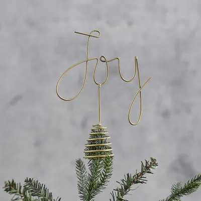 Goldene Joy-Weihnachtsbaumspitze aus Metall, 21x16,3 cm